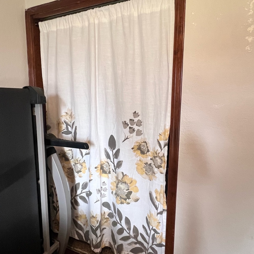 Threshold Floral Curtain with Yellow and Gray Accents